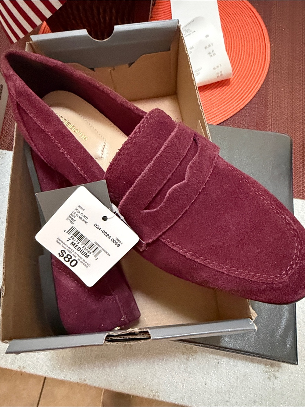 Liz Claiborne Wine Suede Penny Loafers
